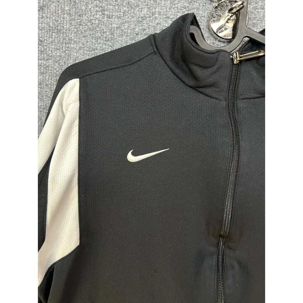 Vintage Nike Team Track Jacket Men's Black White Fit Dry Athletic Full Zip Small